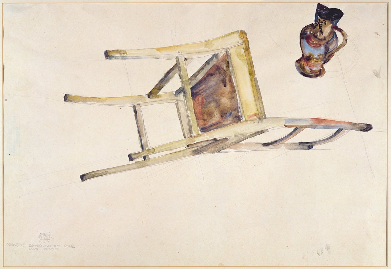 Movimento organico di sedia e brocca, 1912 da Egon Schiele