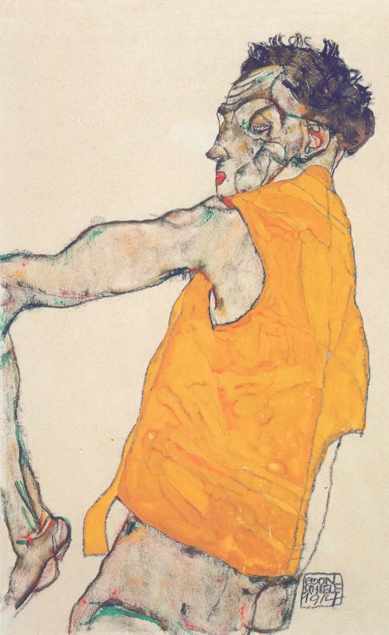 Autoritratto in gilet giallo da Egon Schiele