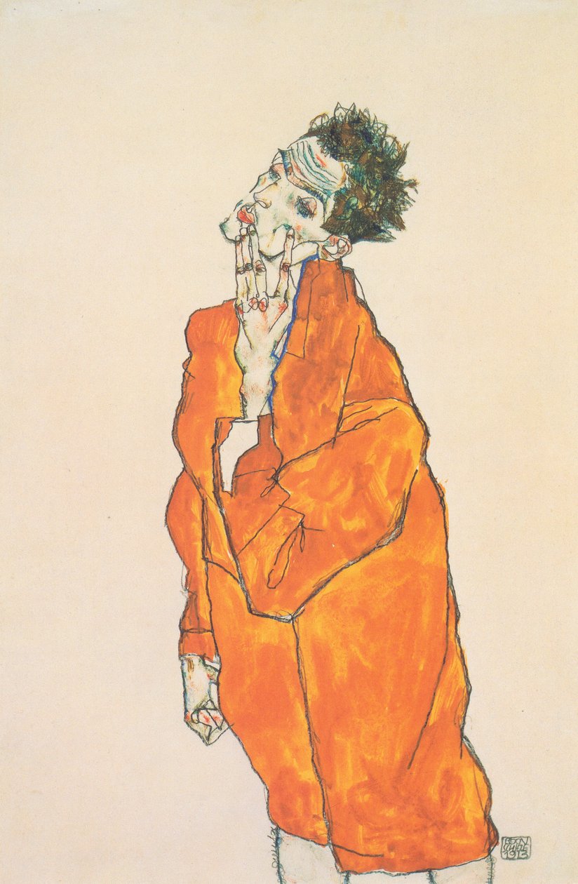 Autoritratto in giacca arancione da Egon Schiele