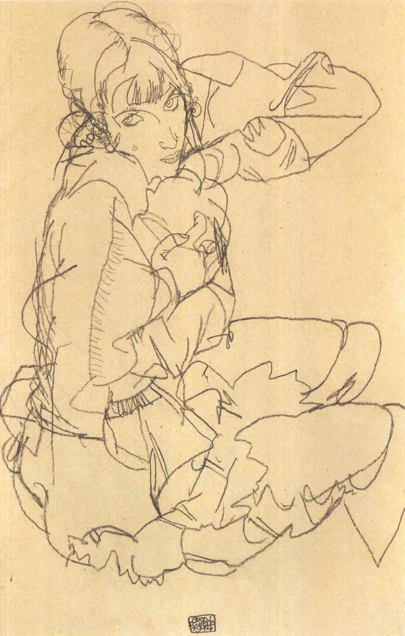 Ragazza seduta da Egon Schiele