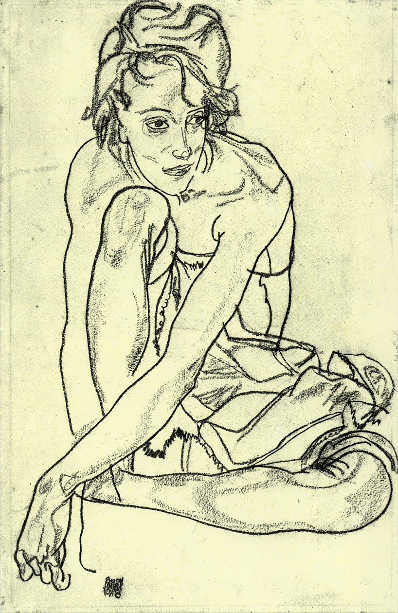 Donna accovacciata da Egon Schiele