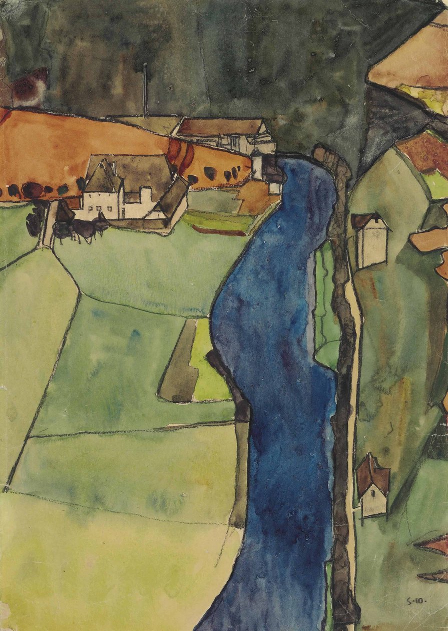 Città sul fiume blu da Egon Schiele