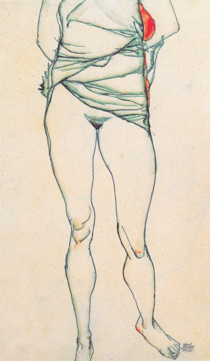 Torso femminile con camicia sollevata da Egon Schiele