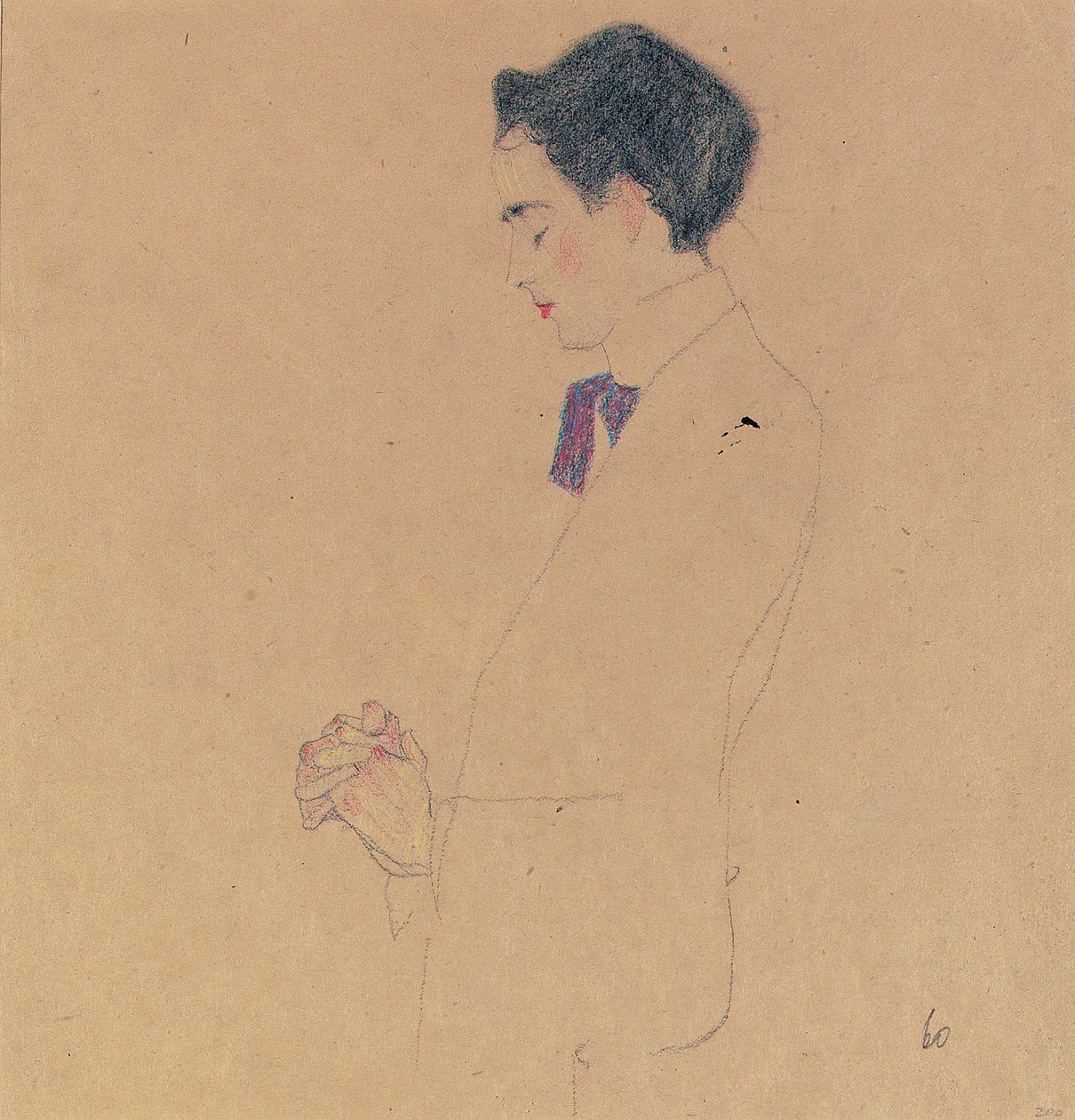 Anton Faistauer con le mani giunte, 1909 da Egon Schiele