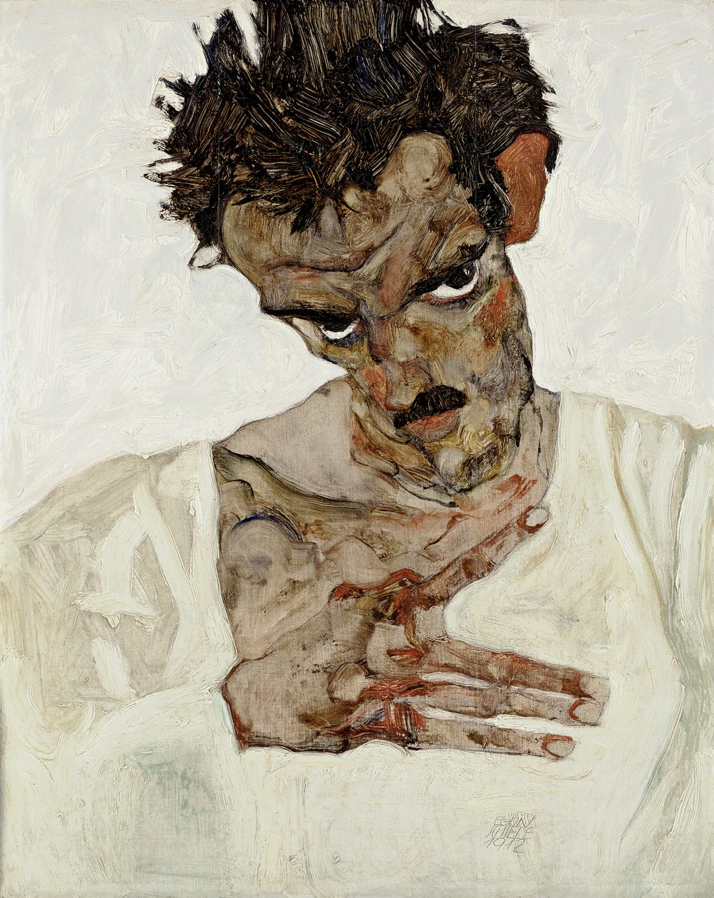 Autoritratto a testa bassa da Egon Schiele