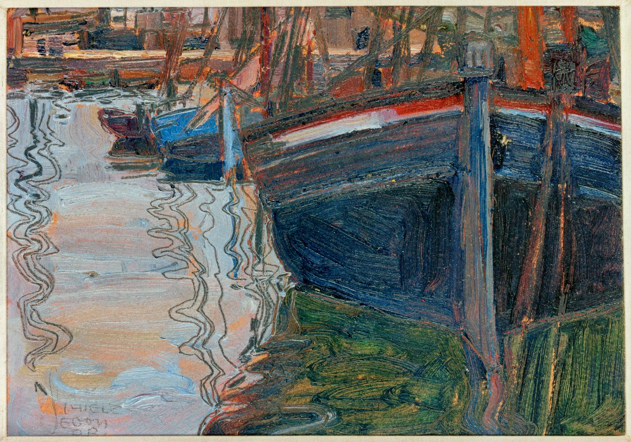 Boats, sich im Wasser spiegelnd [Barche che si sono mosse nell