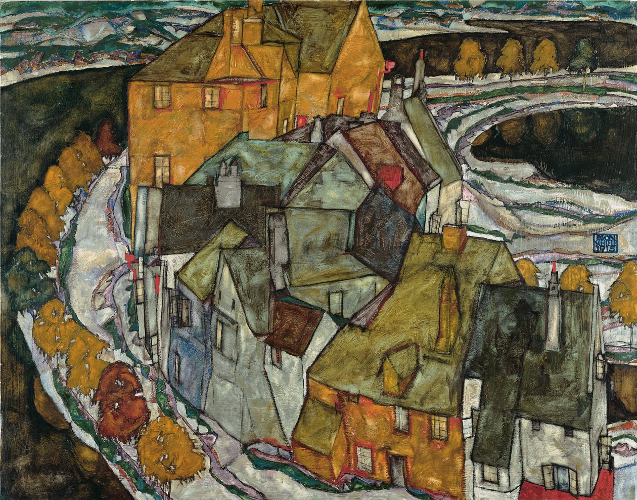 Mezzaluna di case II Isola Città, 1915 da Egon Schiele