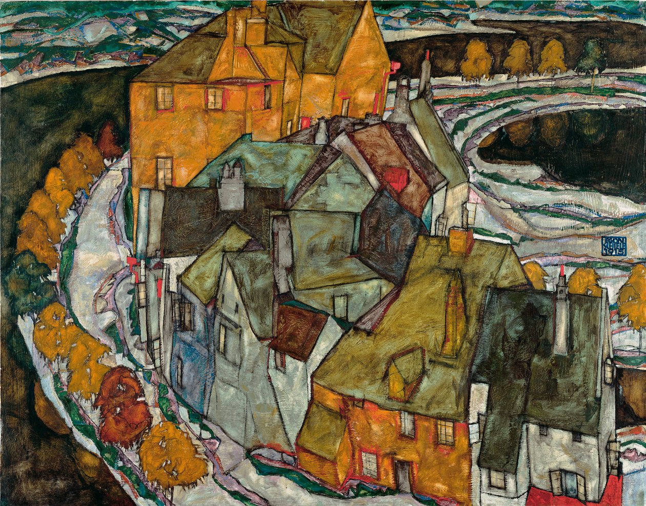 Mezzaluna di case II (Città insulare) da Egon Schiele
