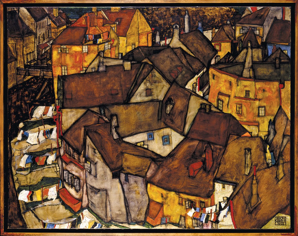 Mezzaluna di case, Krumau (La piccola città V) da Egon Schiele