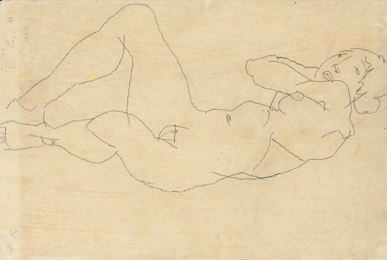 Nudo femminile con le mani dietro la testa, 1914 da Egon Schiele
