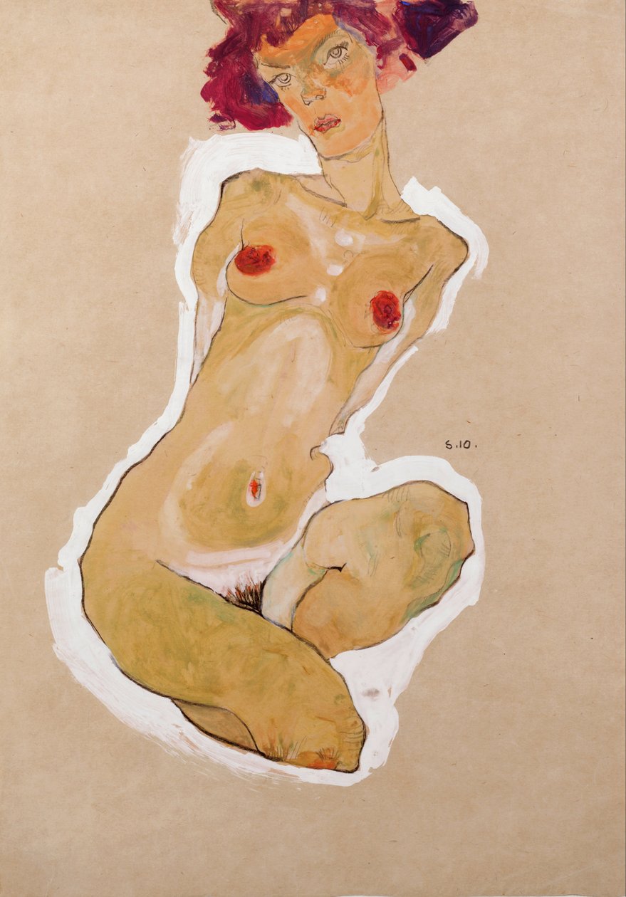 Nudo femminile accovacciato da Egon Schiele