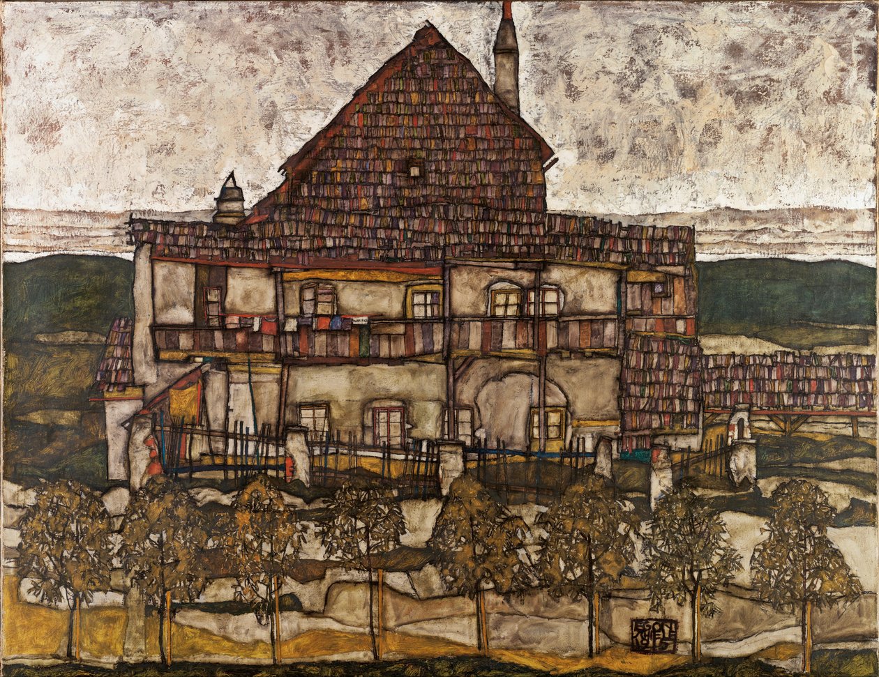 Casa con tetto di scandole (Vecchia casa II) da Egon Schiele