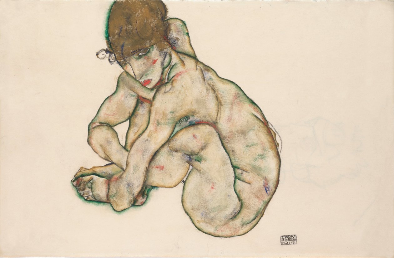 Nudo di ragazza accovacciata da Egon Schiele