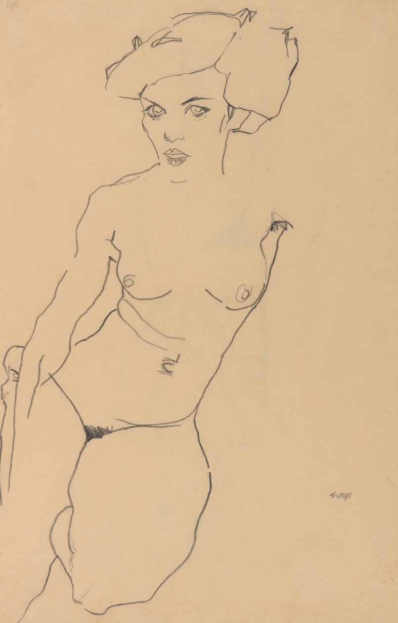 Nudo femminile in ginocchio da Egon Schiele