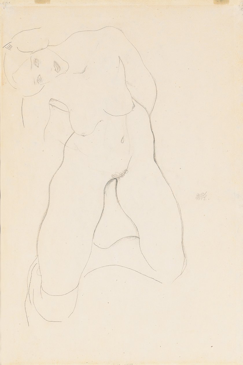 Nudo Femminile in Ginocchio da Egon Schiele