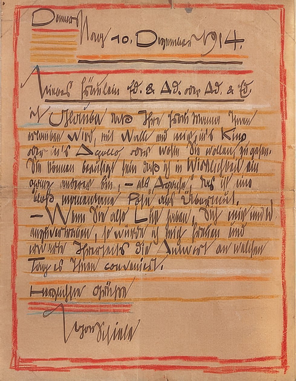 Lettera artistica di Egon Schiele alle sorelle Edith e Adele Harms del 10 dicembre 1914 da Egon Schiele