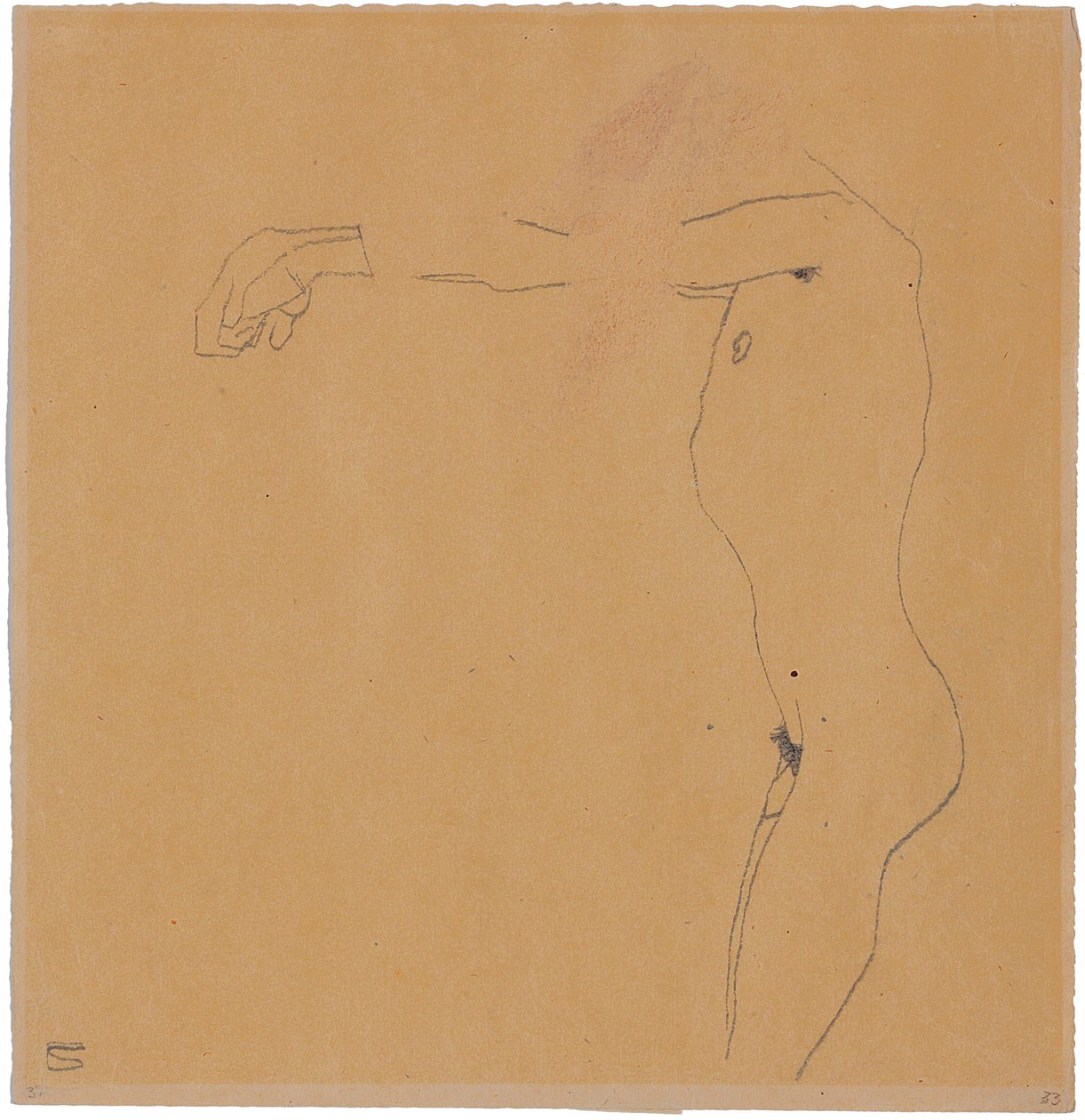 Nudo maschile con braccia alzate a sinistra, 1909 da Egon Schiele