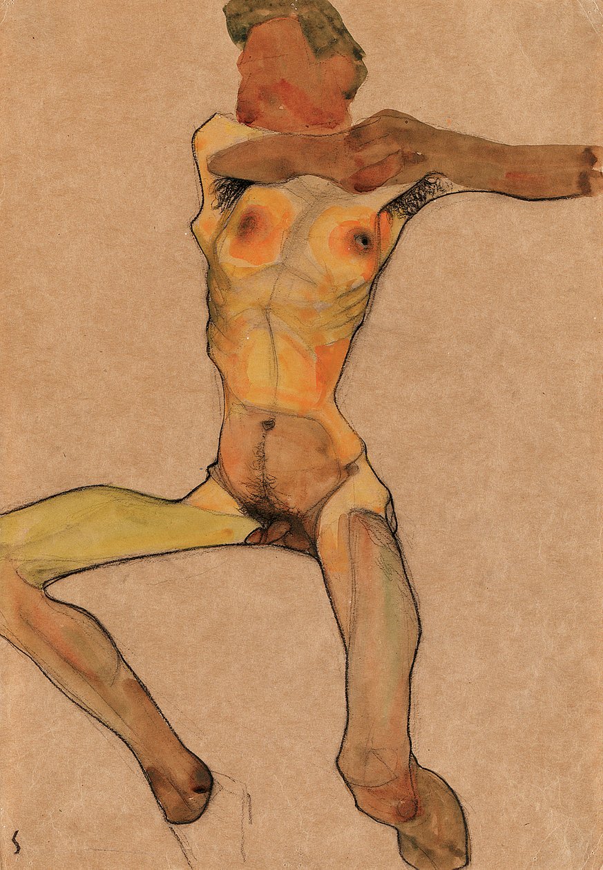 Nudo maschile, giallo da Egon Schiele