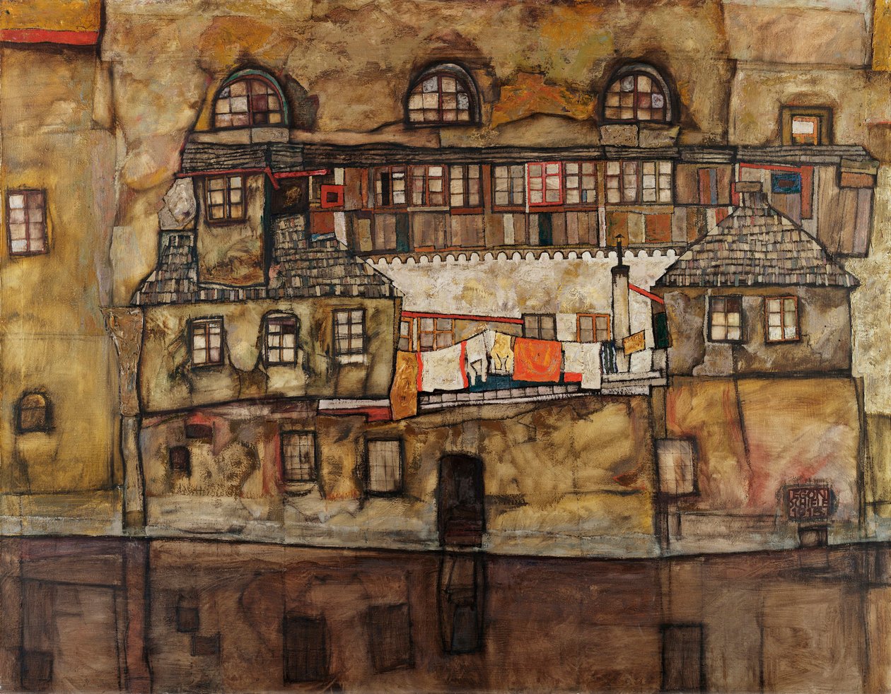 Muro di case sul fiume da Egon Schiele