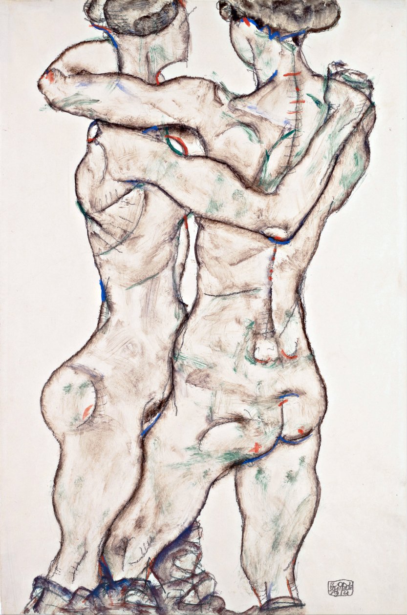 Ragazze nude che si abbracciano da Egon Schiele