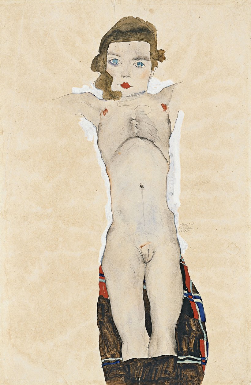 Ragazza nuda con le braccia tese, 1911 da Egon Schiele