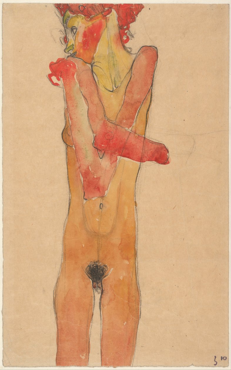 Ragazza nuda con le braccia incrociate, 1910 da Egon Schiele