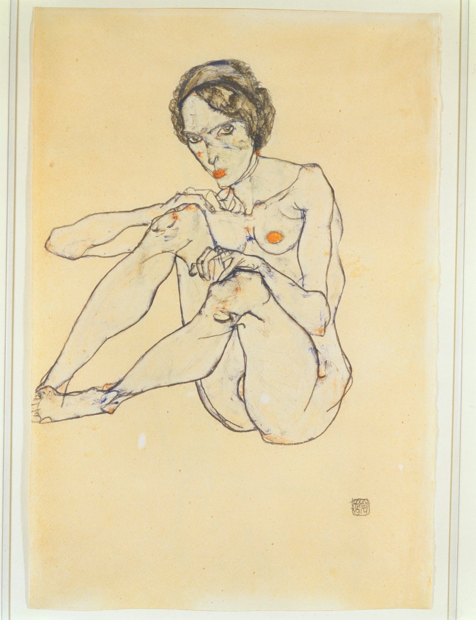 Donna nudaGouache, acquerello e matita. Firmato e datato, in basso a destra (gouache, acquerello e matita) da Egon Schiele