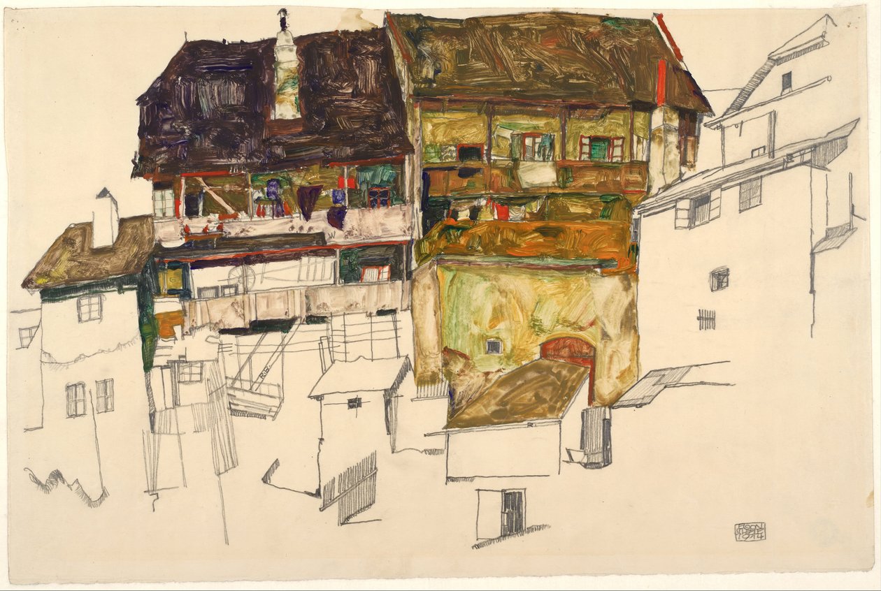 Vecchie case a Krumau, 1914 da Egon Schiele