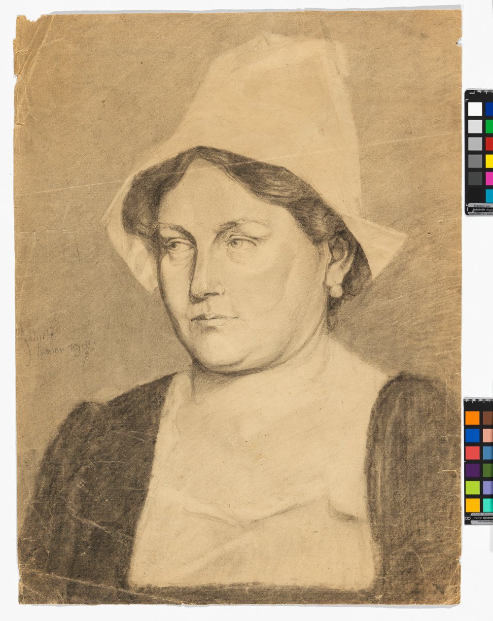 Ritratto di una donna con cuffia olandese da Egon Schiele