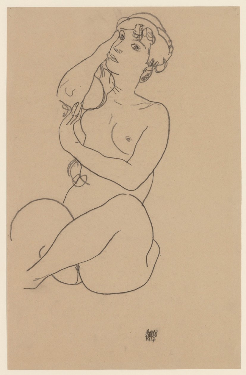 Nudo reclinato, 1917 da Egon Schiele