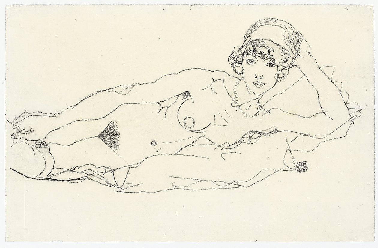 Nudo reclinato, 1914 da Egon Schiele