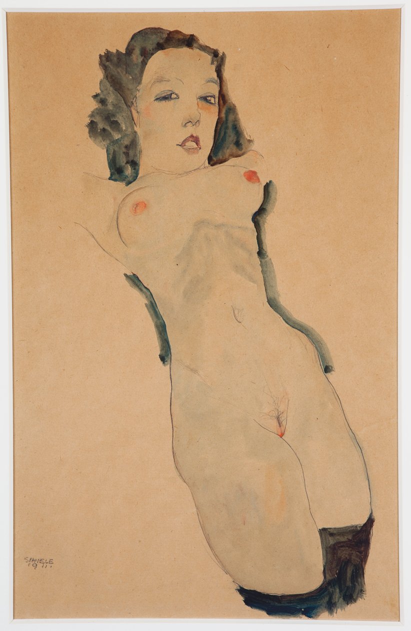 Nudo reclinato con calze nere da Egon Schiele