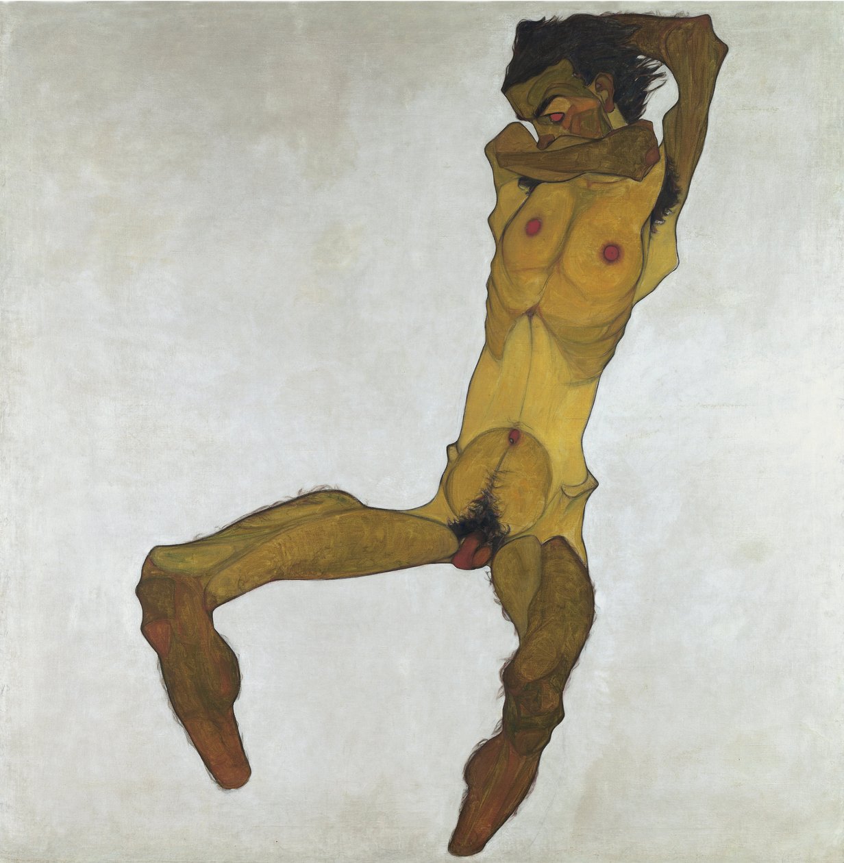 Nudo maschile seduto (Autoritratto)  da Egon Schiele