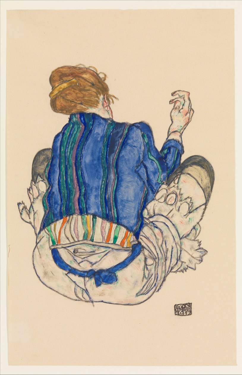 Donna seduta, vista posteriore, 1917 da Egon Schiele