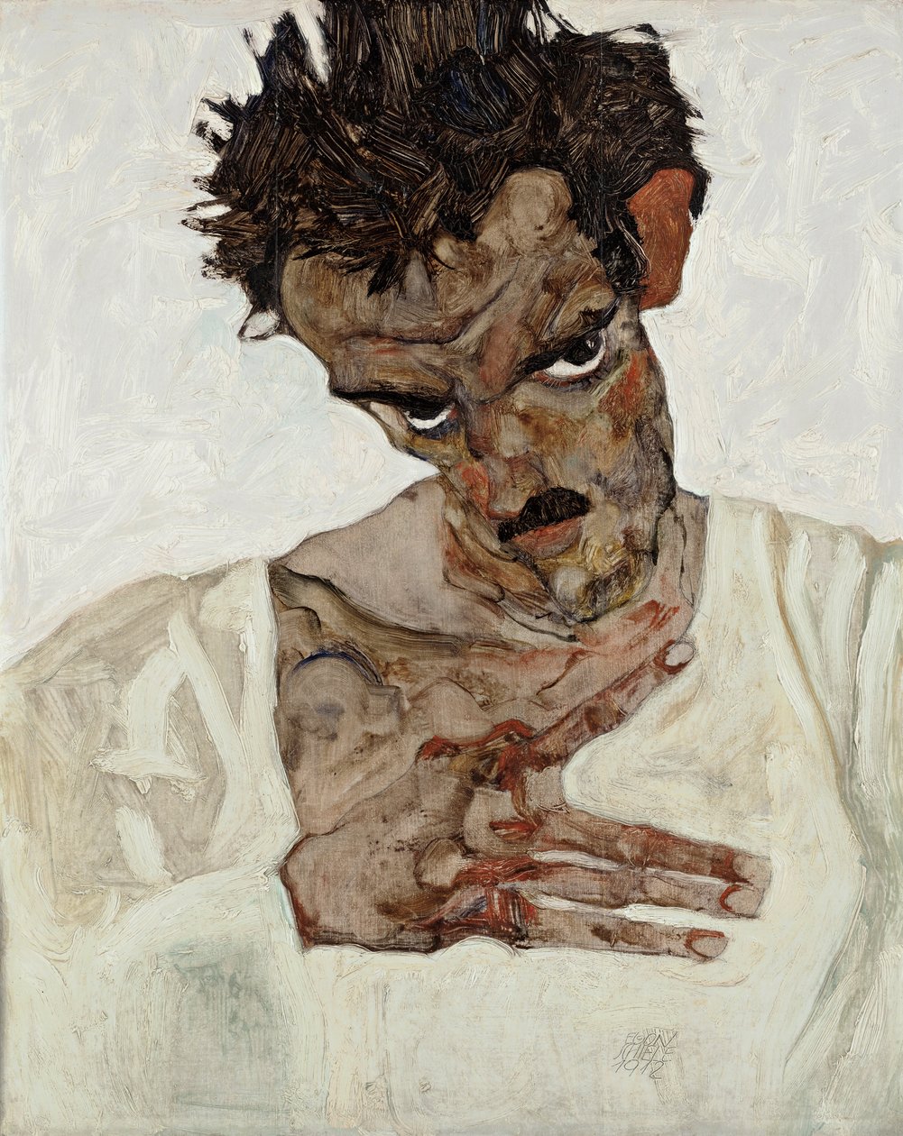 Autoritratto con la testa china da Egon Schiele