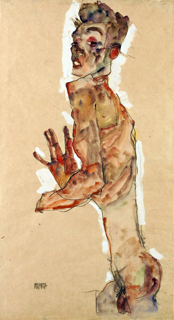 Autoritratto con dita splayate da Egon Schiele