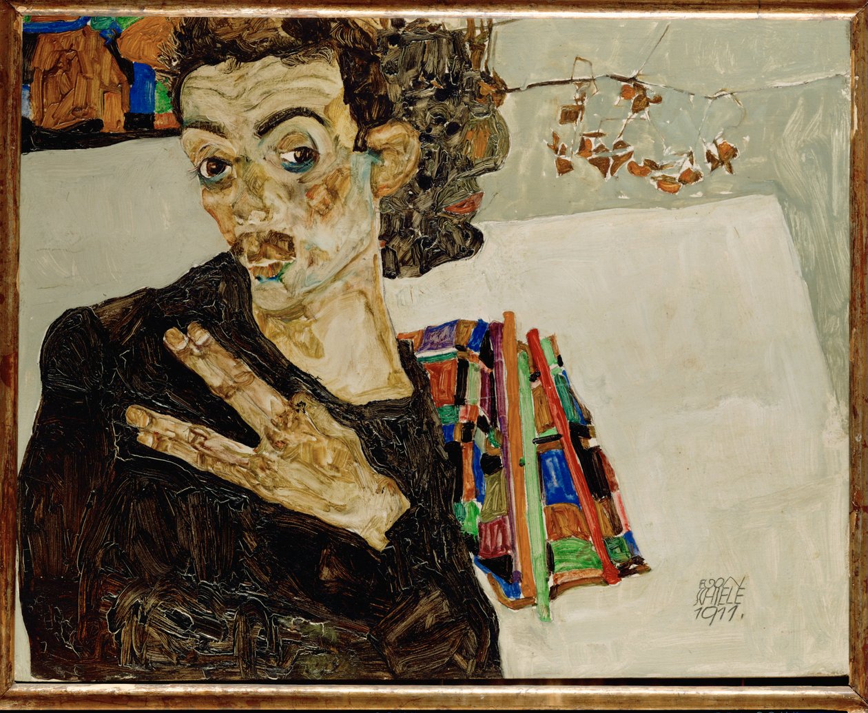 Autoritratto con dita aperte da Egon Schiele