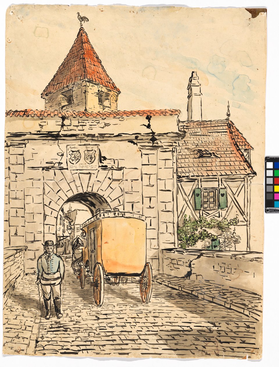 Porta della città con carrozza (Lavoro scolastico) da Egon Schiele