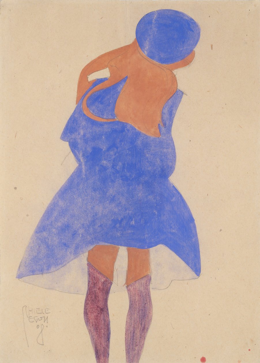 Ragazza in piedi, vista posteriore, 1908 da Egon Schiele