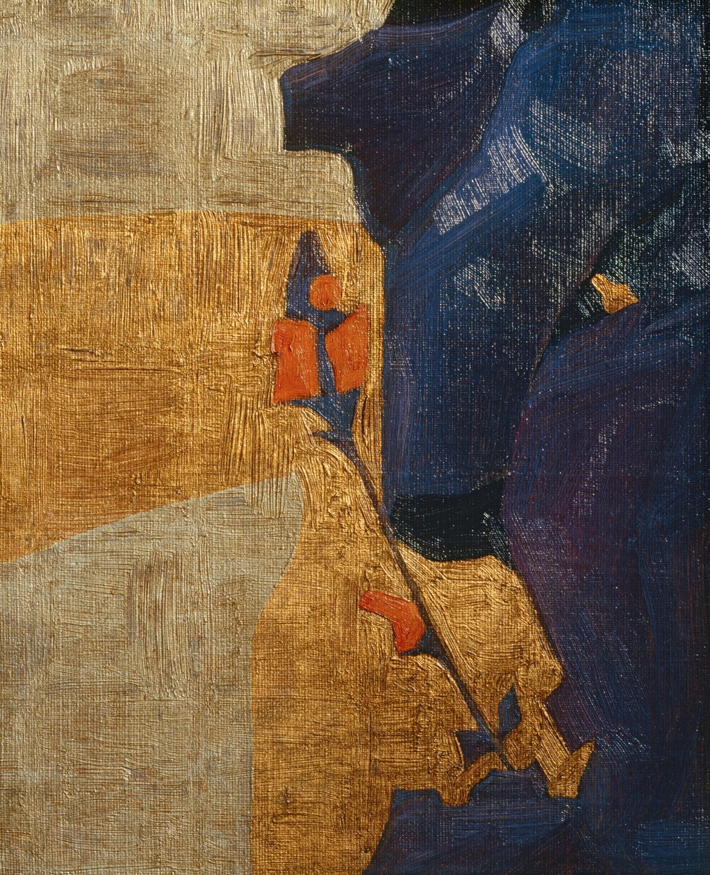 Fiore stilizzato su sfondo decorativo ... (bronzo) da Egon Schiele