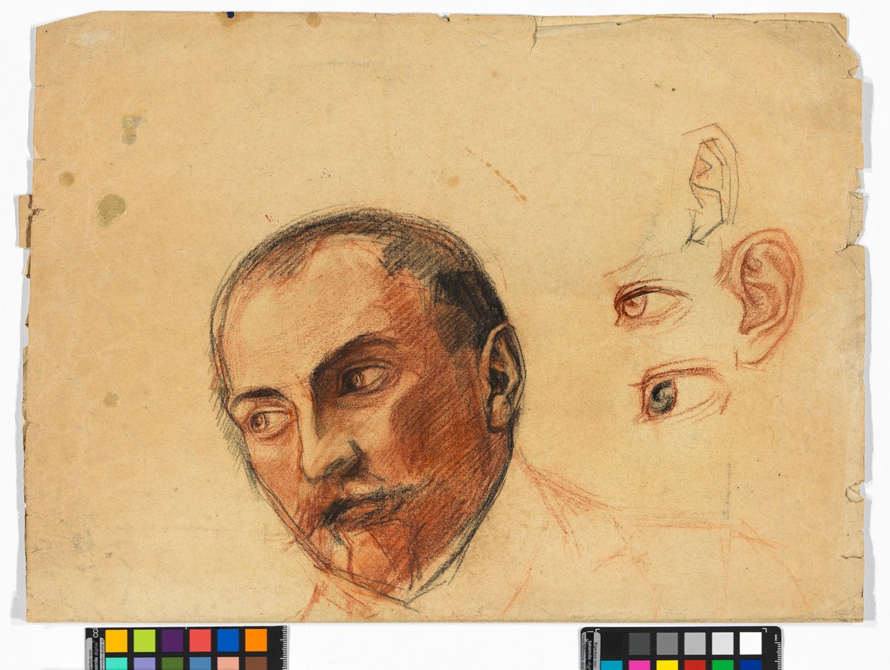 Studienblatt (Kopf, Augen, Ohren) da Egon Schiele
