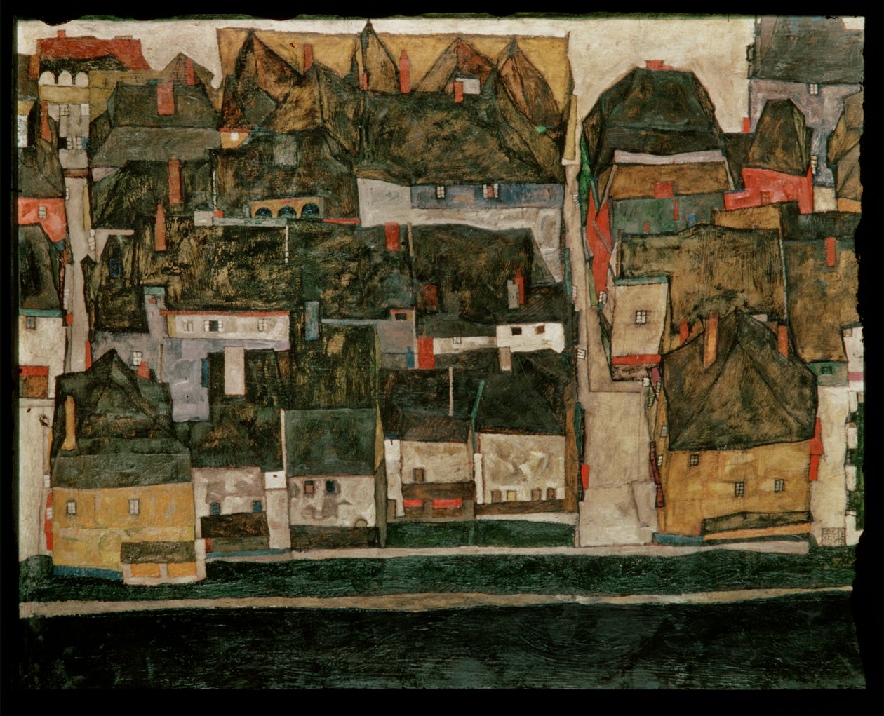 La piccola città IV (pittura su tela) da Egon Schiele