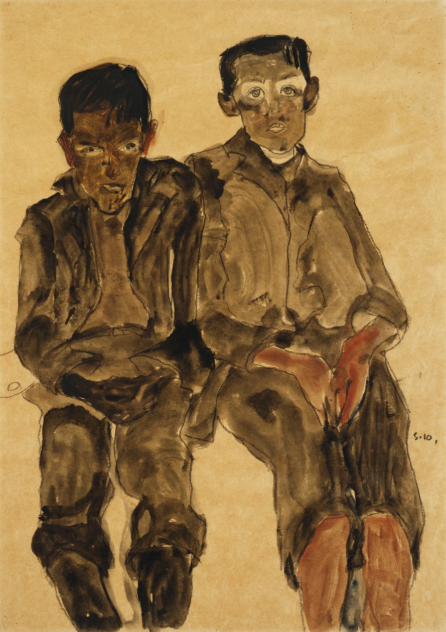 Due ragazzi seduti, 1910 da Egon Schiele