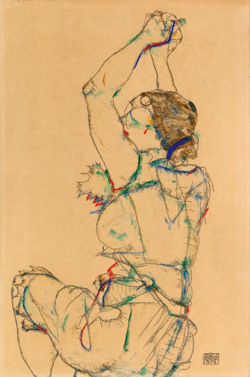 Donna con le braccia alzate da Egon Schiele