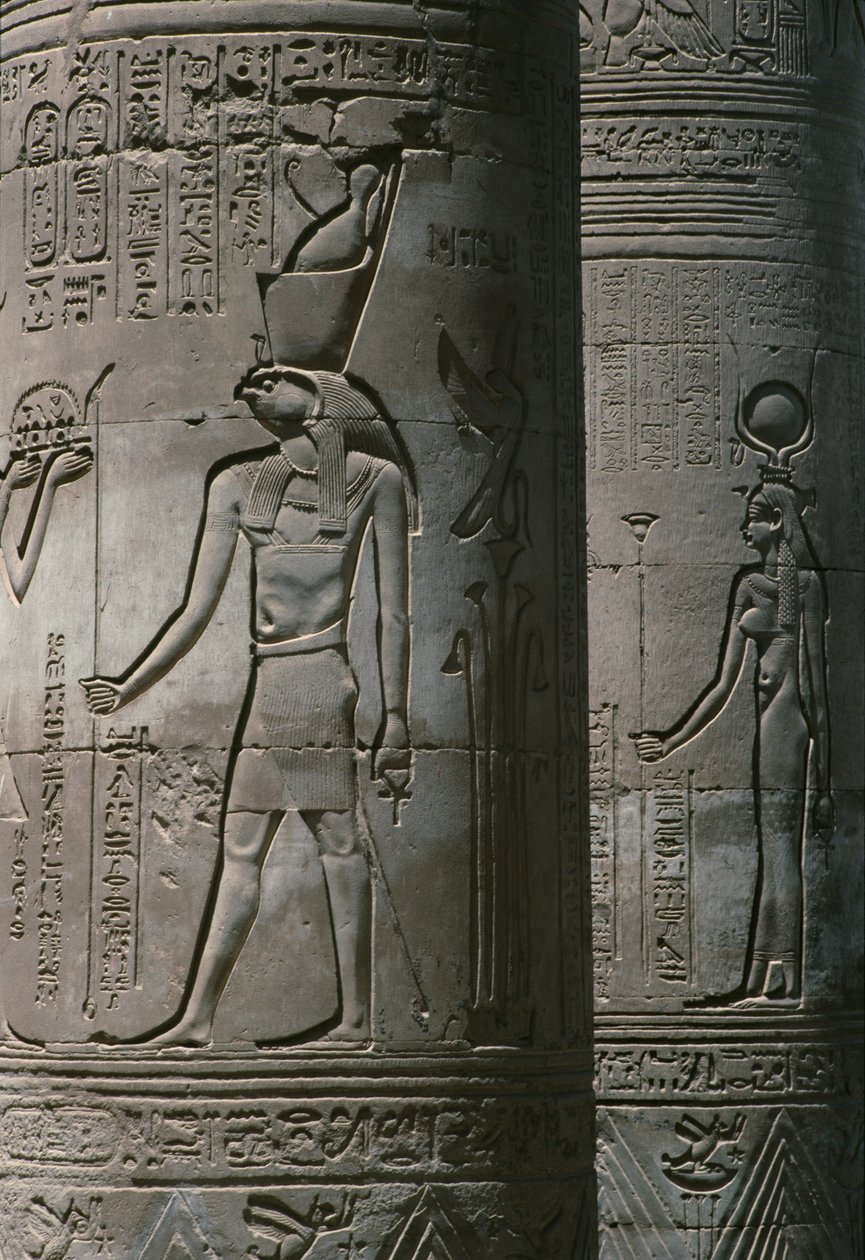 Dettaglio del colonnato, Tempio Doppio Romano e Tolemaico di Sobek e Haroeris sul Nilo da Egyptian