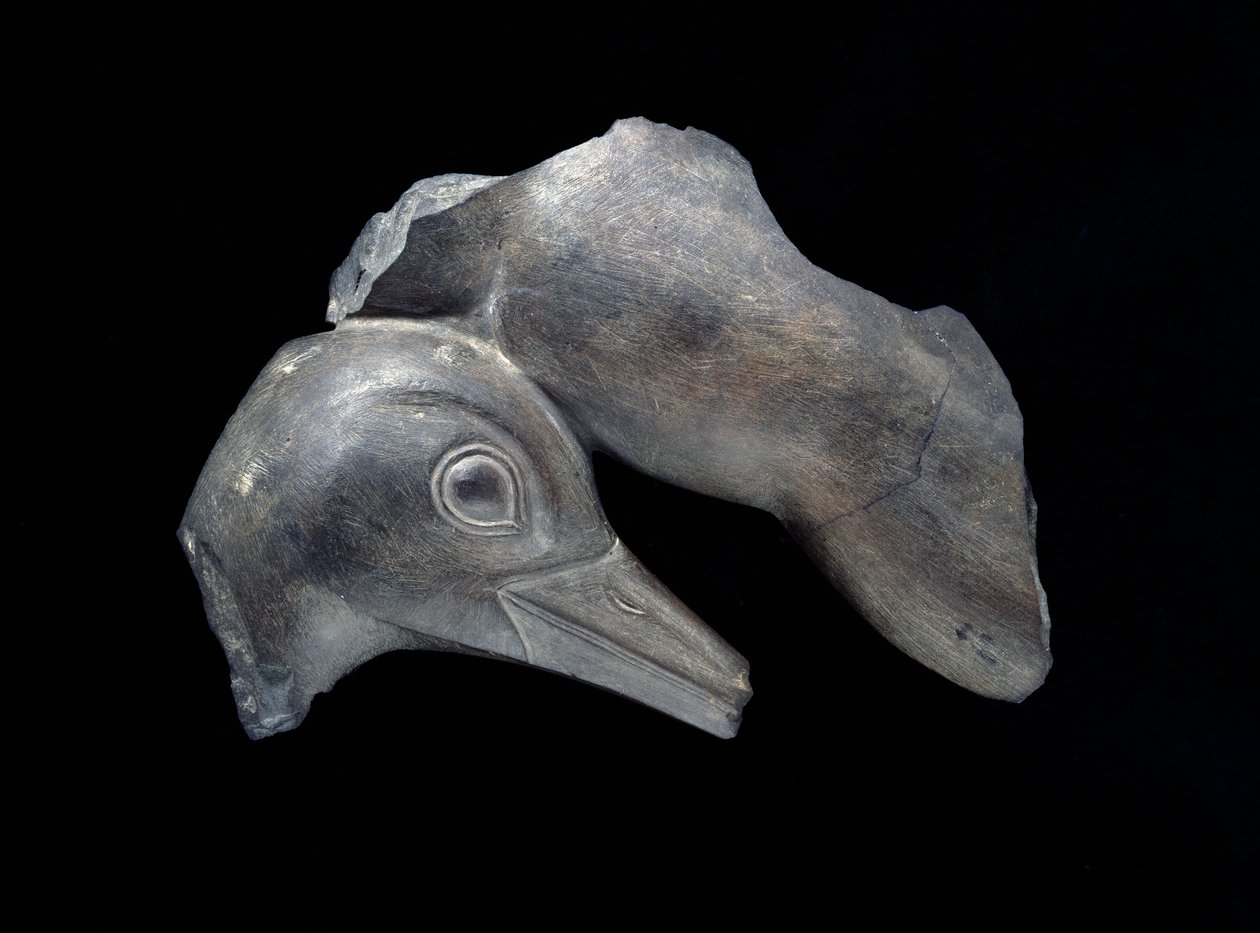 Frammento di piatto scolpito con motivi di anatre, Periodo Dinastico Antico da Egyptian