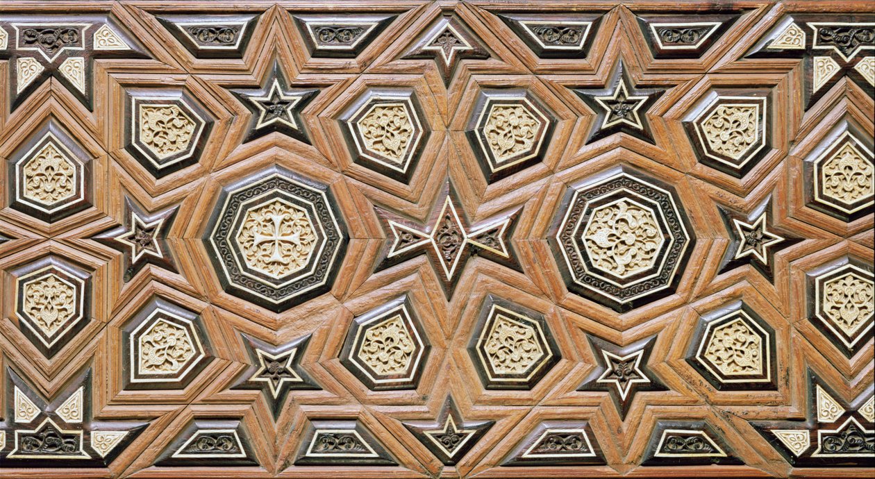 Coppia di persiane da una chiesa (legno intarsiato con avorio ed ebano) (dettaglio) da Egyptian