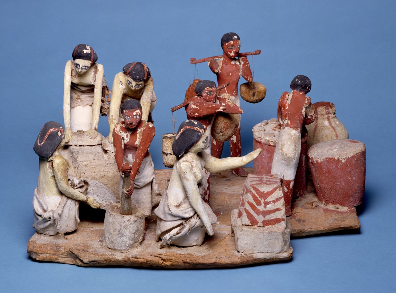 Modello di servi che fanno il pane e la birra, Medio Regno da Egyptian 12th Dynasty
