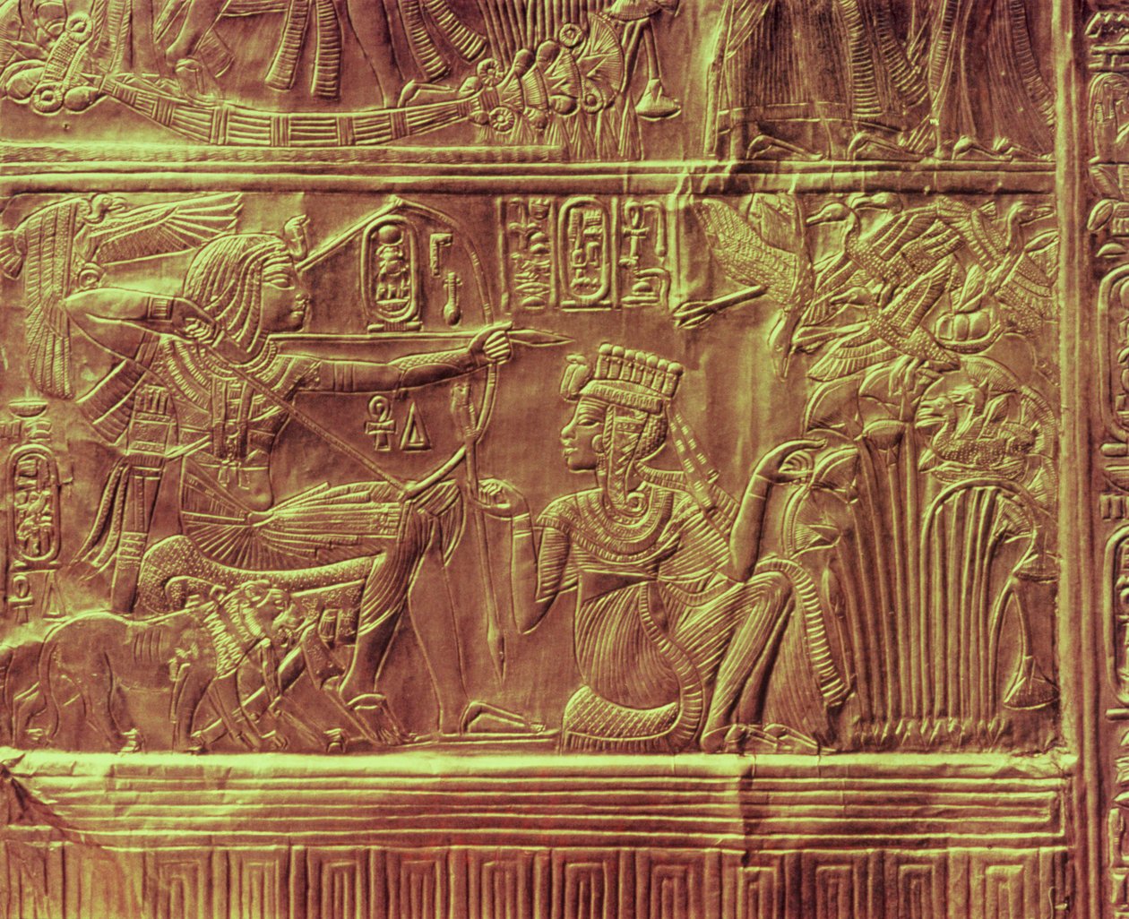 (dettaglio) dal santuario dorato, tesoro di Tutankhamon da Egyptian 18th Dynasty