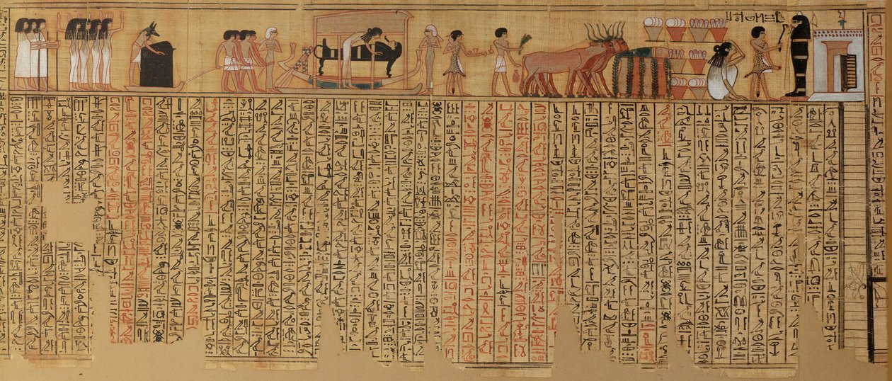 Lo spirito del defunto che scende nella sua tomba, dal Libro dei Morti dello scriba Neqbed, Nuovo Regno da Egyptian 18th Dynasty